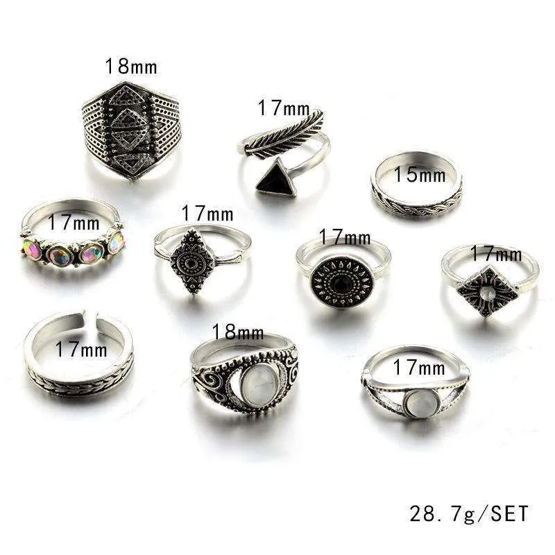 10pcs Vintage Midi Rings