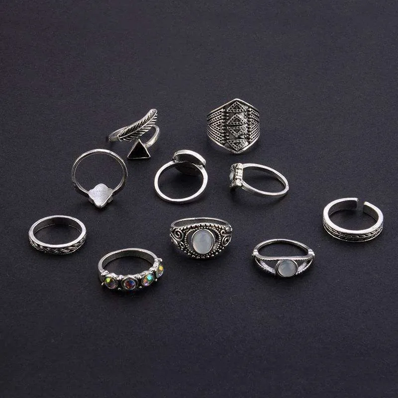 10pcs Vintage Midi Rings