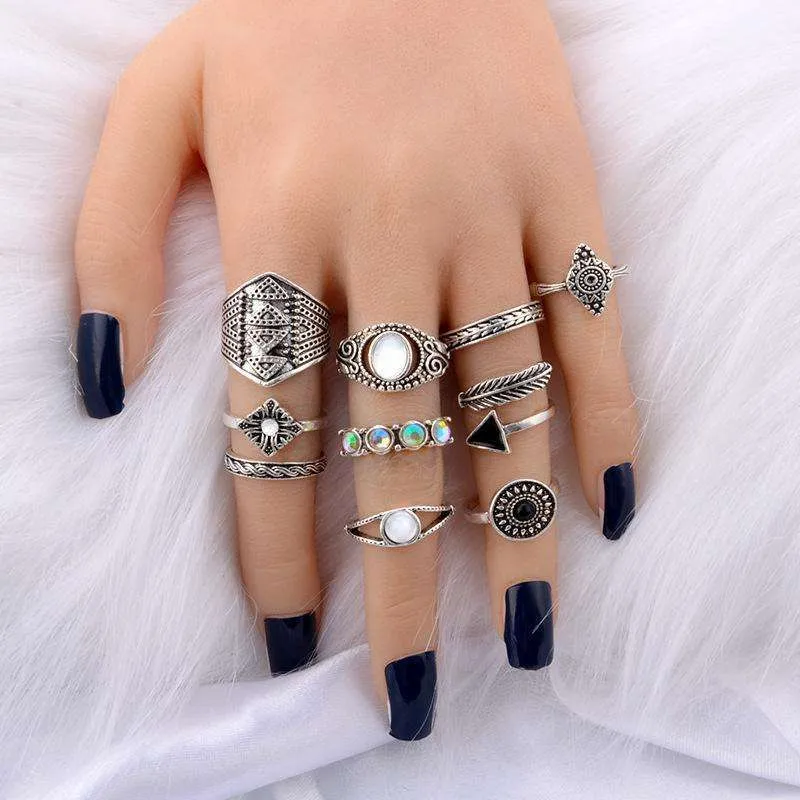 10pcs Vintage Midi Rings