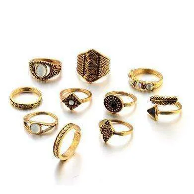 10pcs Vintage Midi Rings
