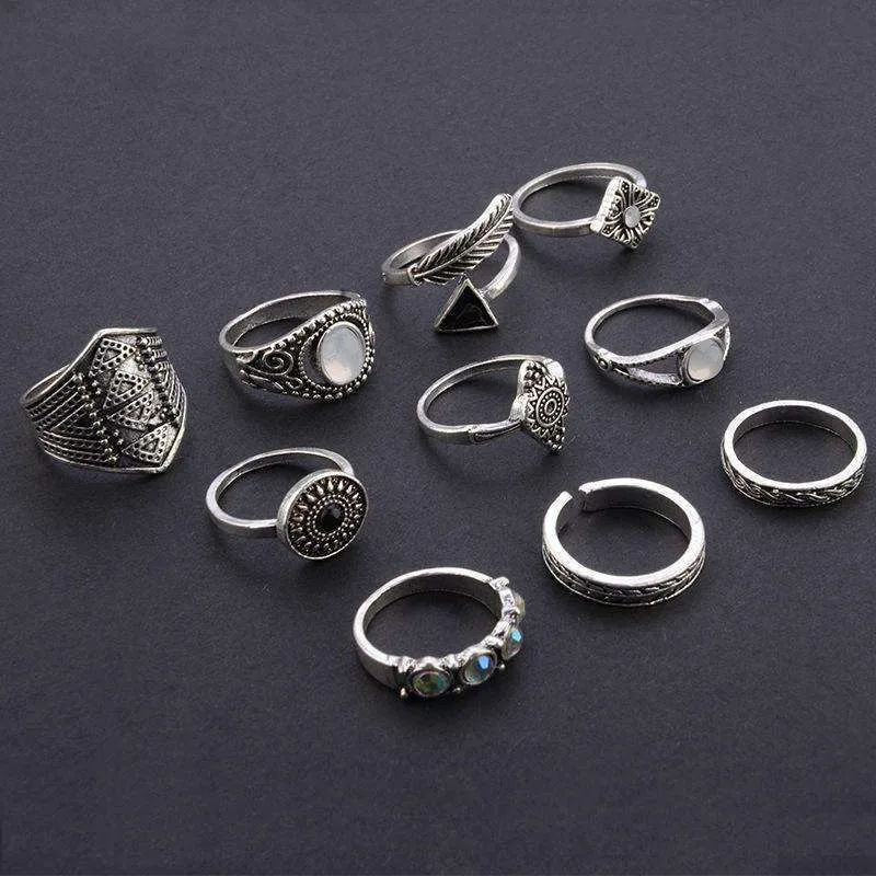 10pcs Vintage Midi Rings