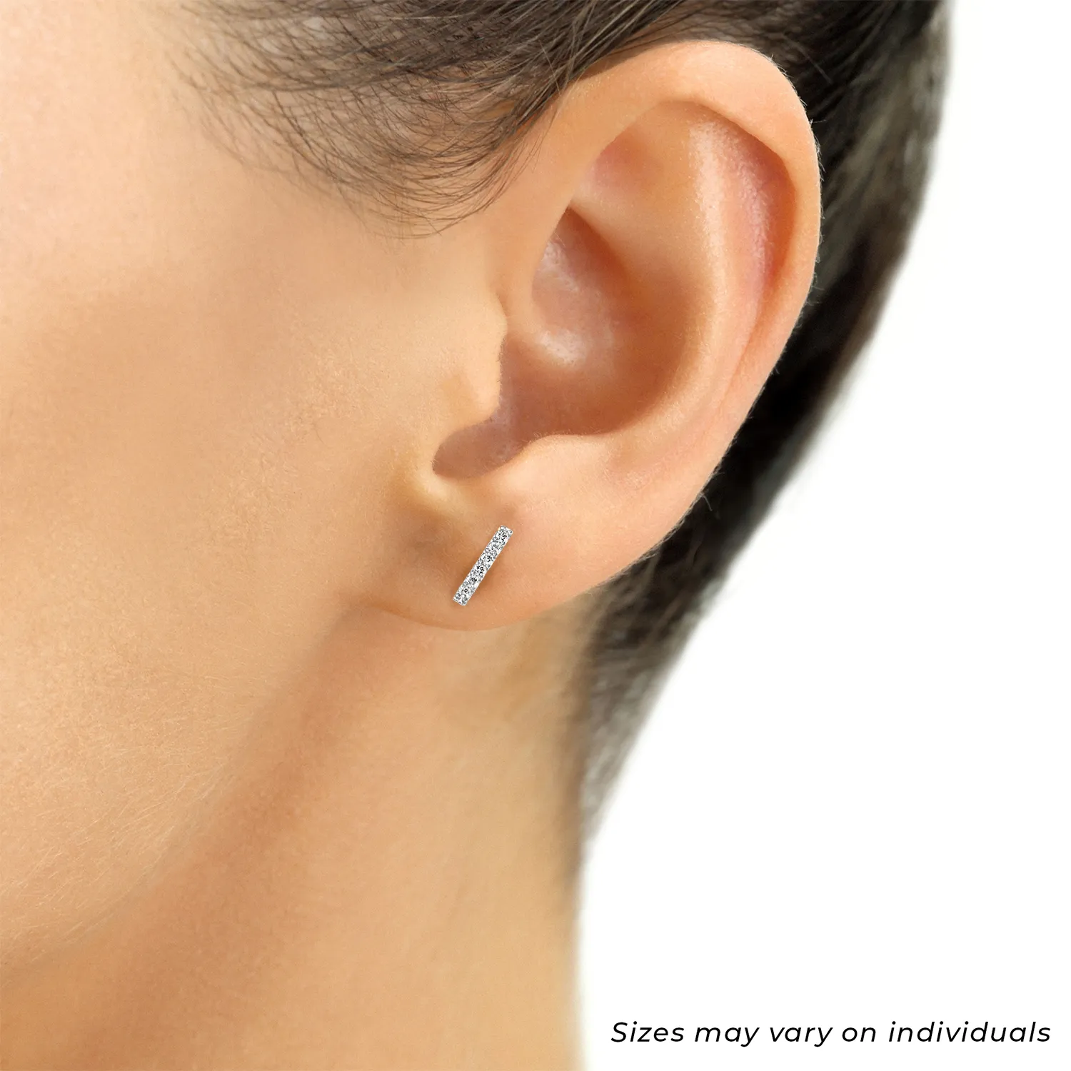 14k White Gold Bar Stud Earrings