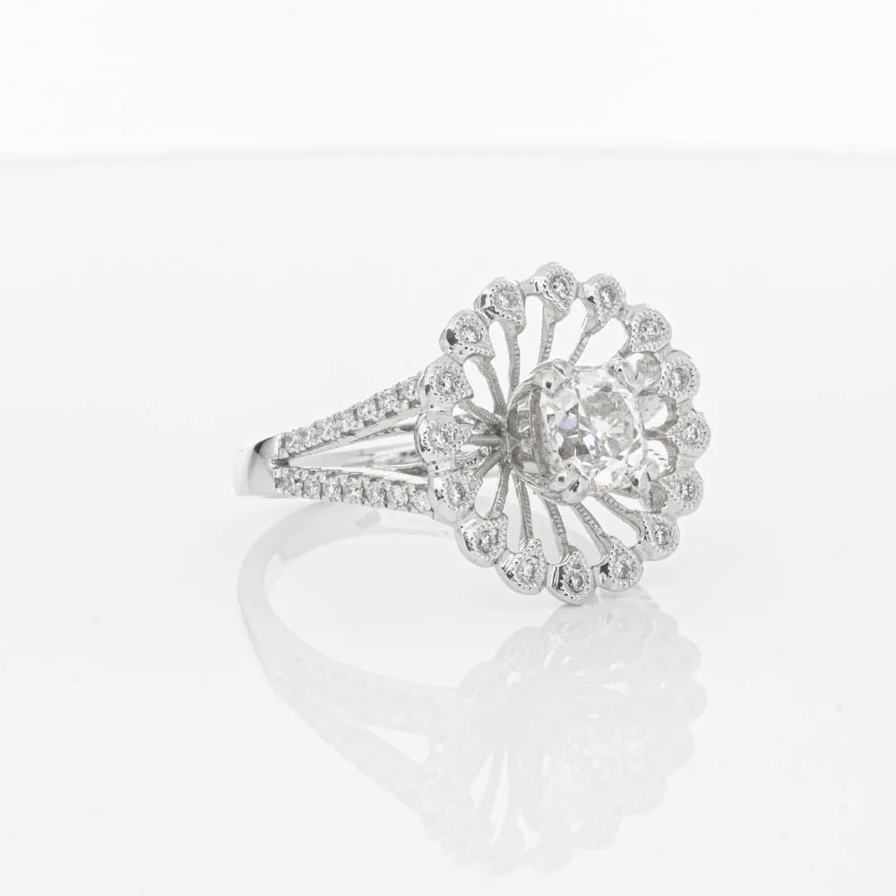 18ct White Gold Cushion Cut Diamond Ring