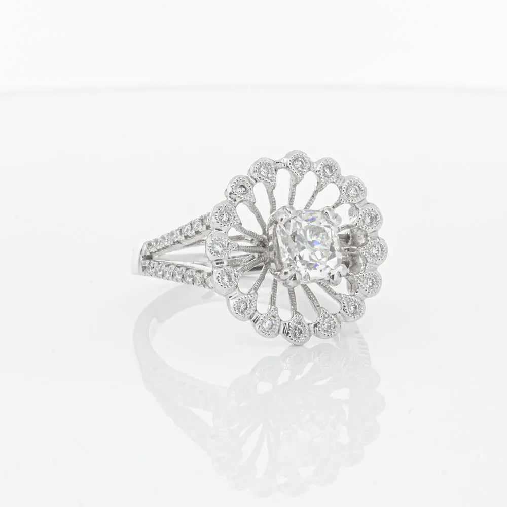 18ct White Gold Cushion Cut Diamond Ring