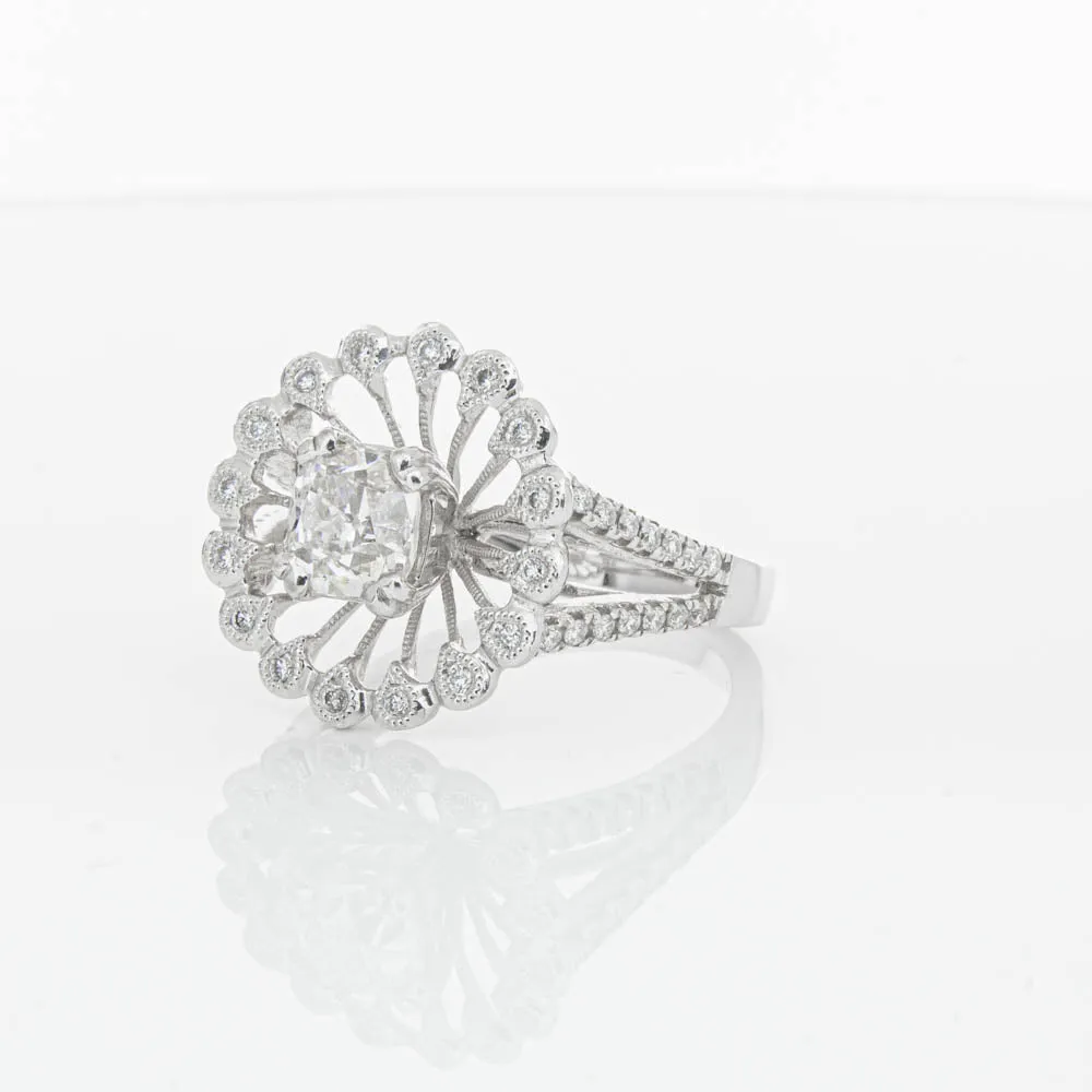 18ct White Gold Cushion Cut Diamond Ring