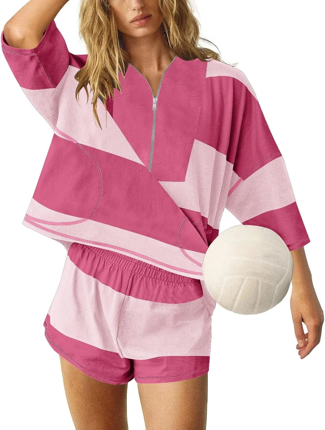 2 Piece Workout Sets for Women Summer Plus Size Going Out Tops Striped Matching Set Travel Athletic Lounge Shorts Set