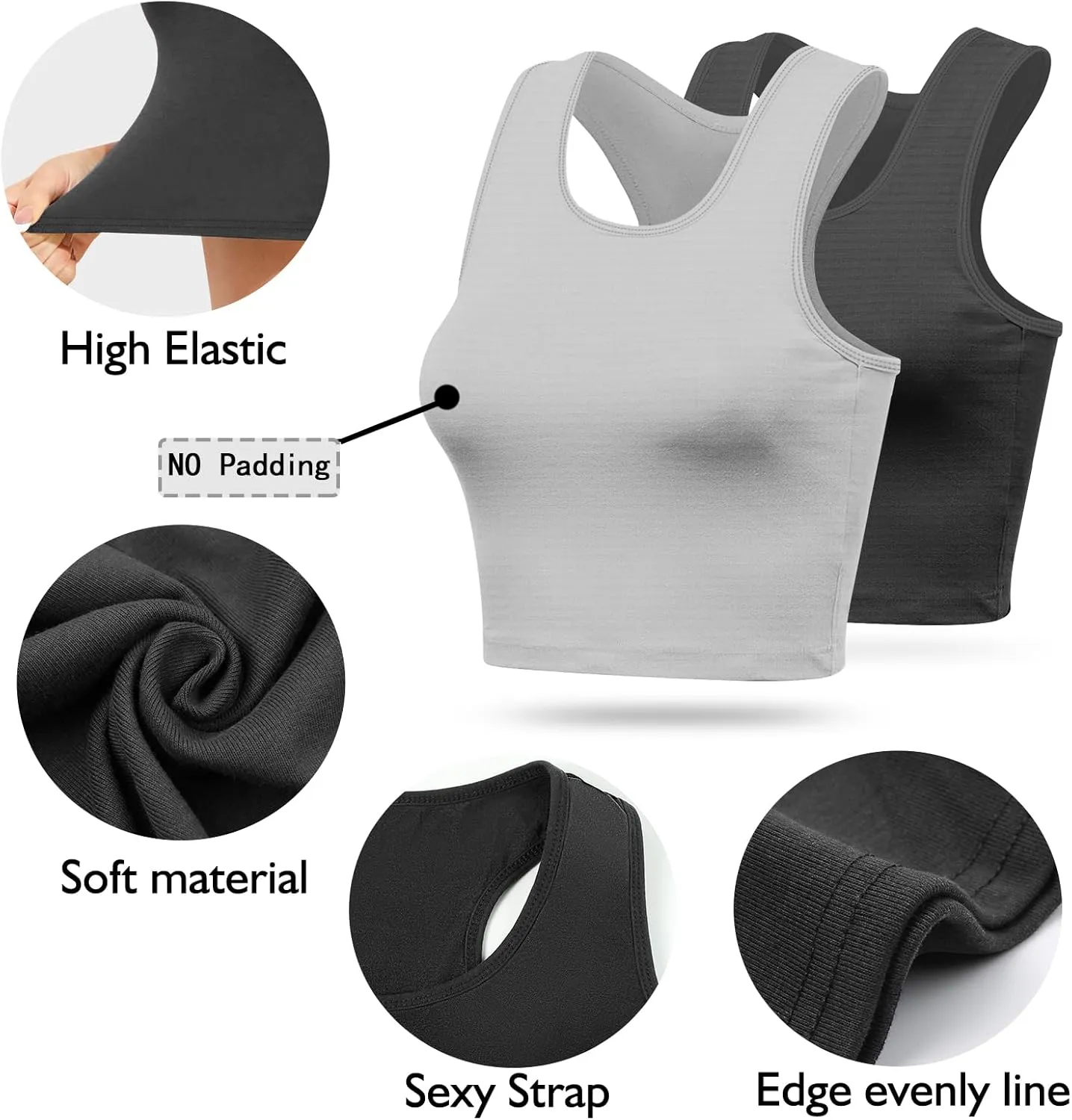 2 Pieces Tank Top for Women, Basic Sleeveless Crop Tops, Going Out Tops Workout Tops Teen Girls Racerback Daily Wearing