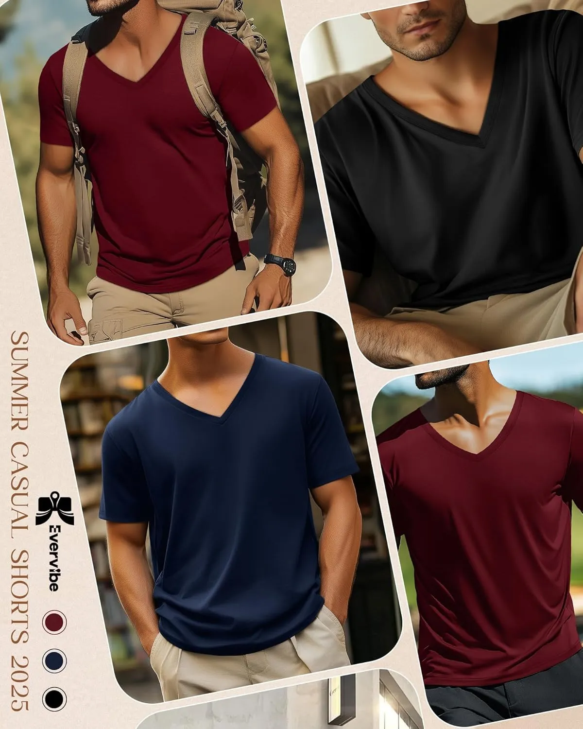 3 Pack Big and Tall Cotton Shirts for Men M-7XL Soft V Neck Shirt Plus Size Short Sleeve Tee Undershirt Casual Tops