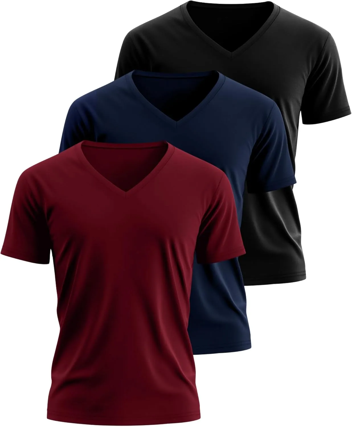 3 Pack Big and Tall Cotton Shirts for Men M-7XL Soft V Neck Shirt Plus Size Short Sleeve Tee Undershirt Casual Tops
