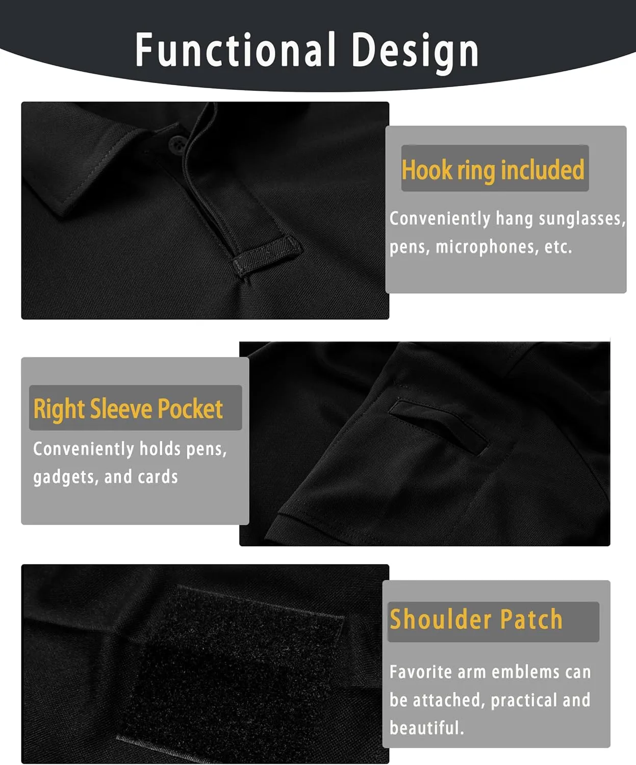 3 Pack Mens Polo Shirts Quick Dry Performance Short Sleeve Lightweight Golf Tactical Shirts Casual Collared T-Shirt