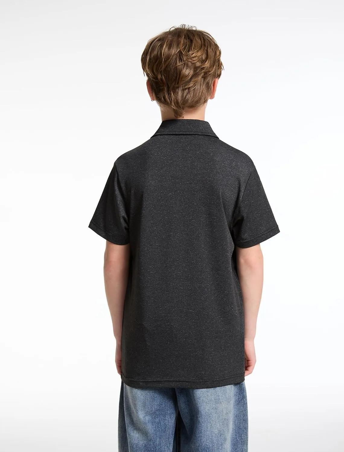 4 Pack Boys Short Sleeve Polo Shirts Dry Fit Athletic Performance Collared Golf Shirts for Youth