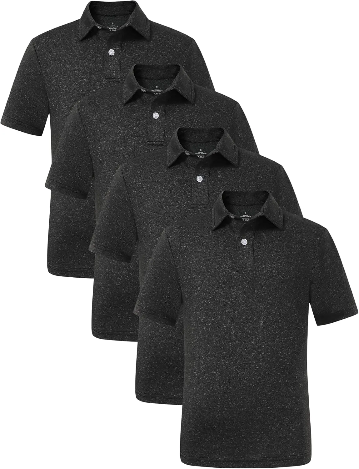 4 Pack Boys Short Sleeve Polo Shirts Dry Fit Athletic Performance Collared Golf Shirts for Youth