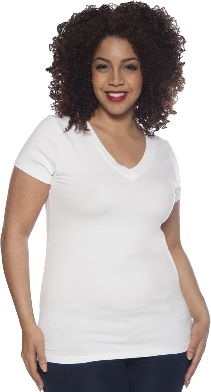 4 Pack Zenana Women's Basic V-Neck T-Shirts