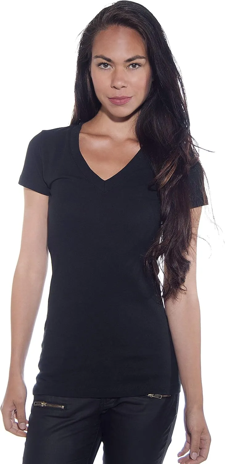 4 Pack Zenana Women's Basic V-Neck T-Shirts