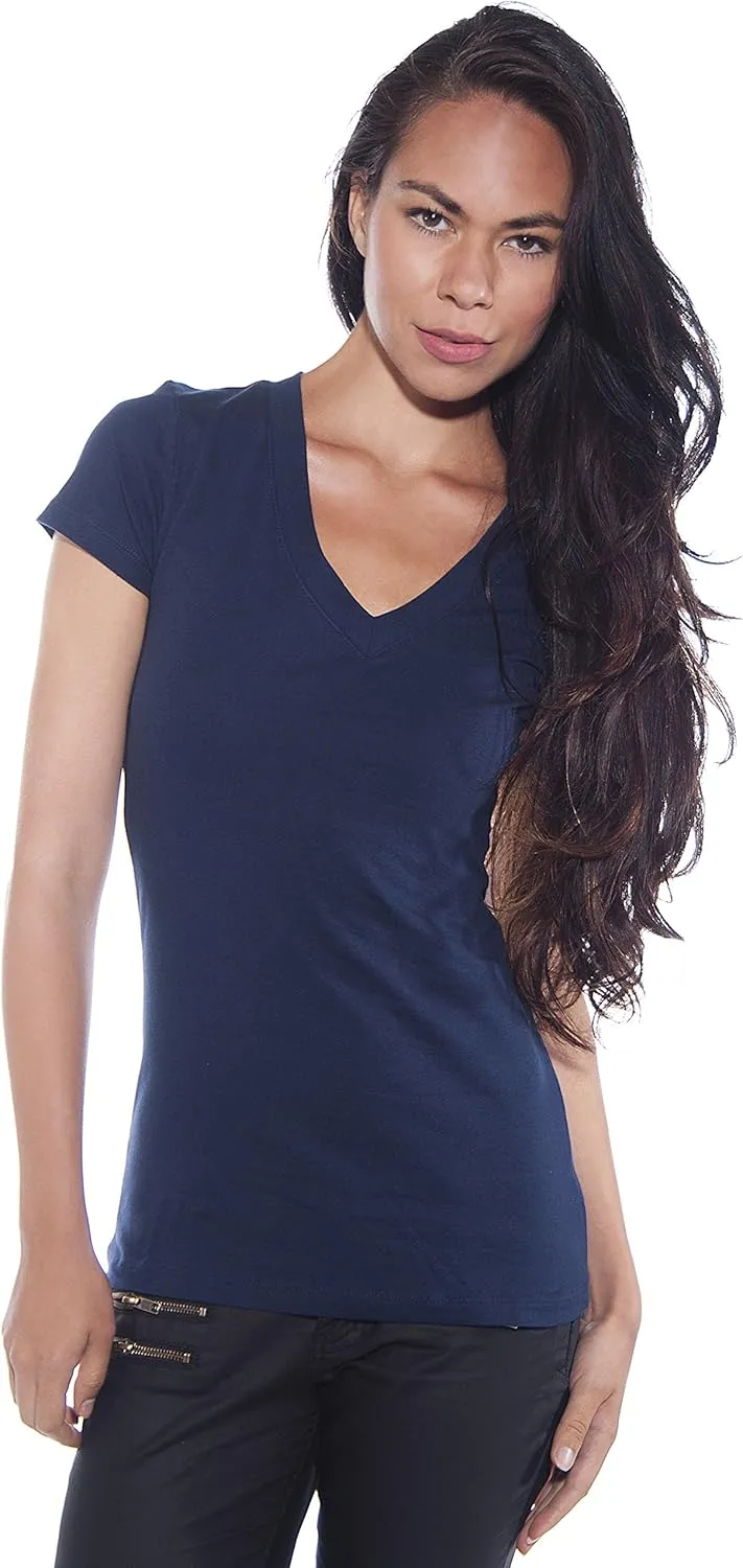 4 Pack Zenana Women's Basic V-Neck T-Shirts