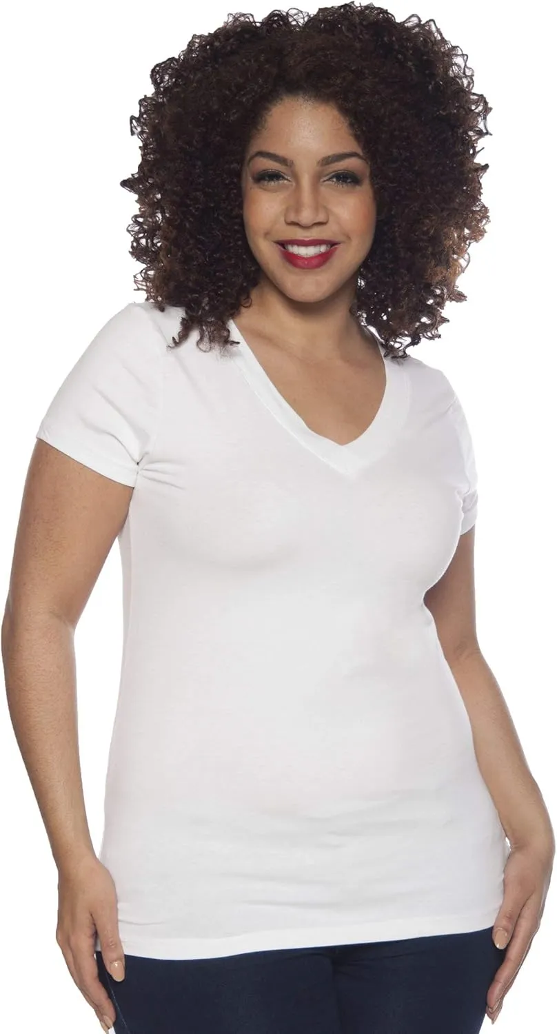 4 Pack Zenana Women's Basic V-Neck T-Shirts
