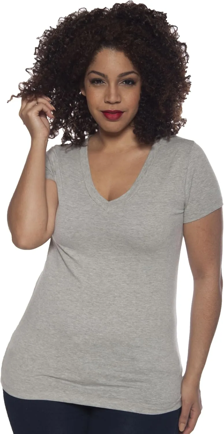 4 Pack Zenana Women's Basic V-Neck T-Shirts