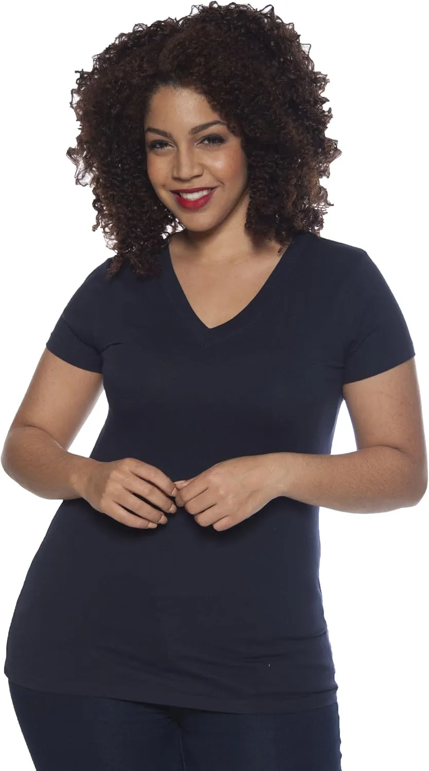 4 Pack Zenana Women's Basic V-Neck T-Shirts