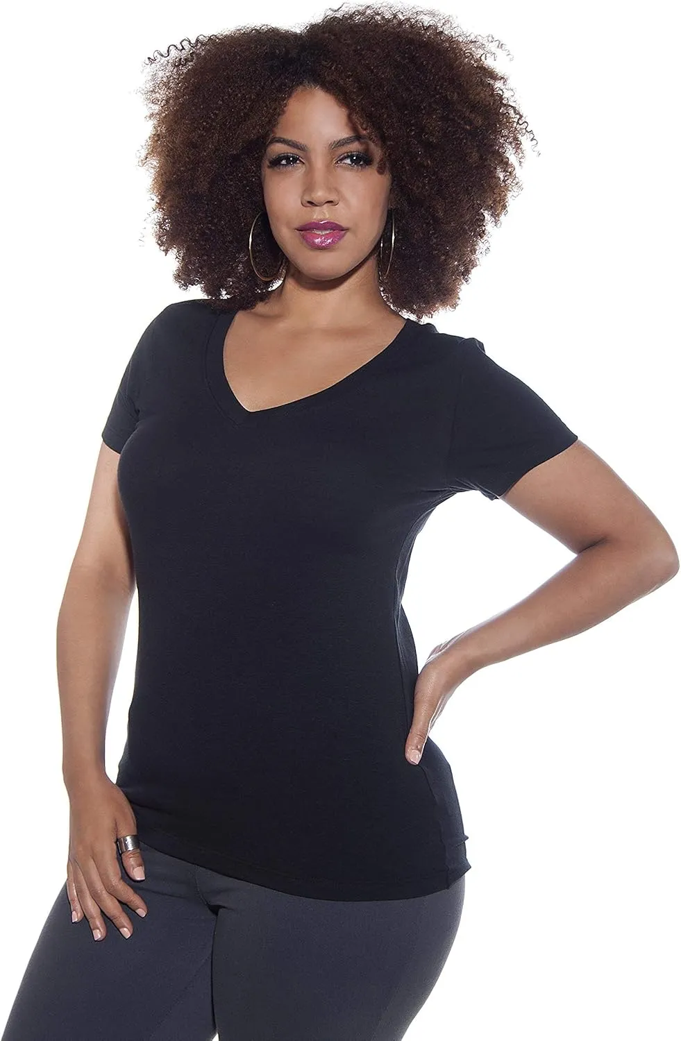 4 Pack Zenana Women's Basic V-Neck T-Shirts