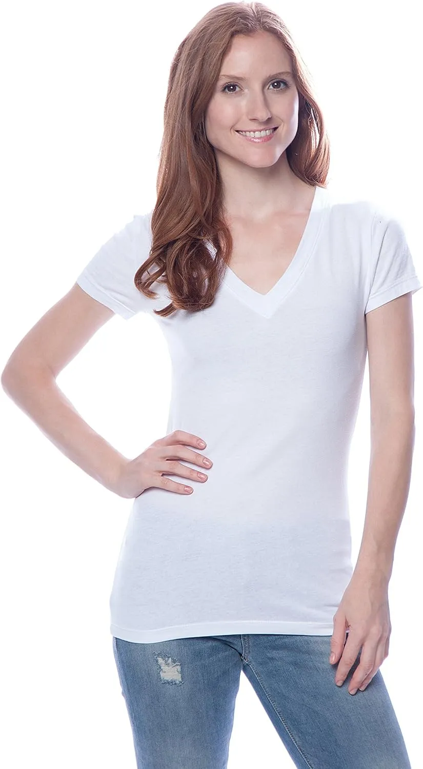 4 Pack Zenana Women's Basic V-Neck T-Shirts