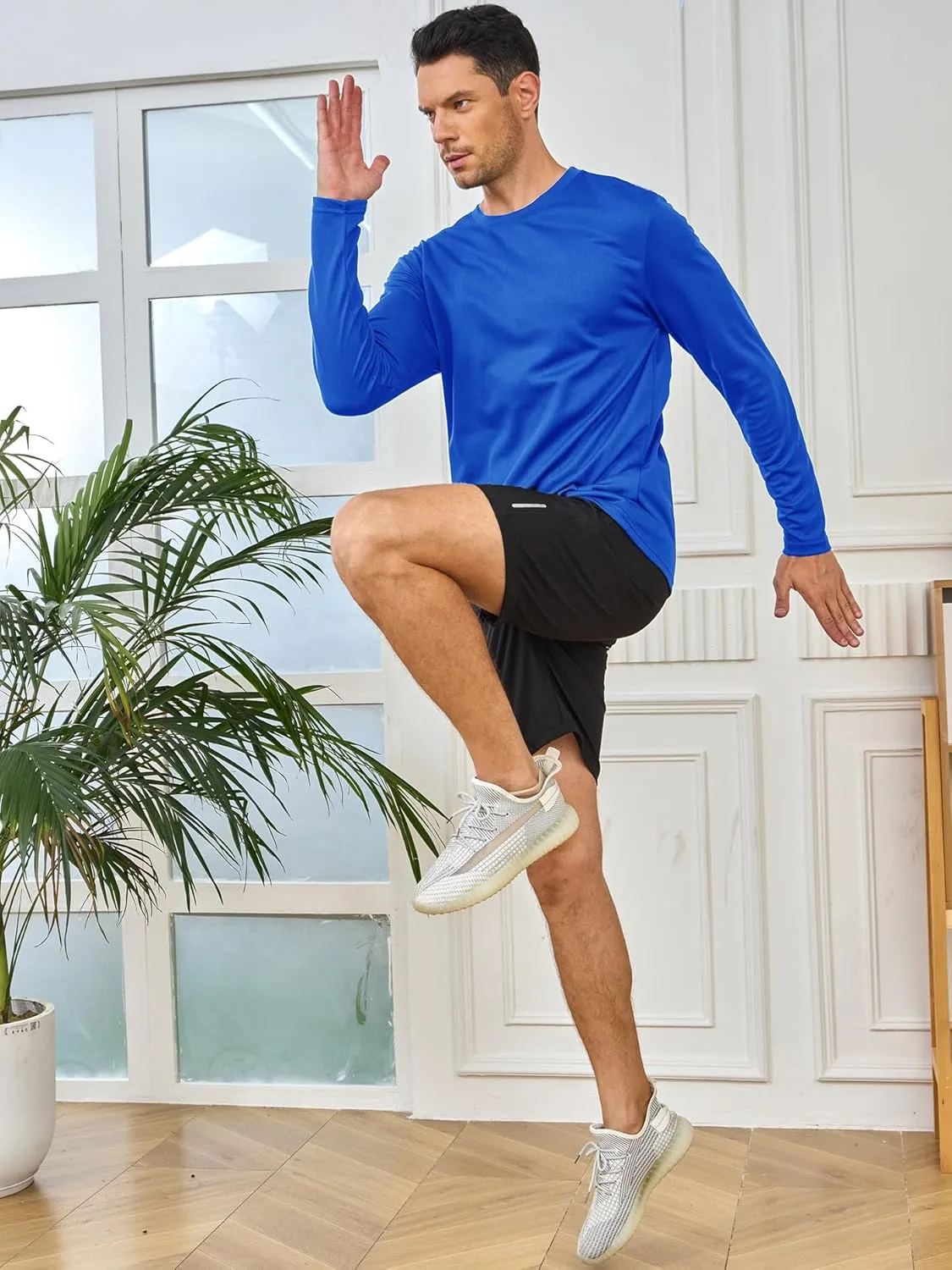 5 Pack Mens Long Sleeve Shirts Quick Dry Moisture Wicking Athletic Running Gym Workout T Shirts
