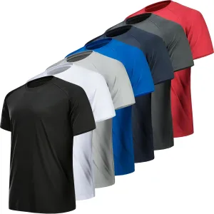 5/7 Pack Workout Shirts for Men Quick Dry Moisture Wicking Mens Gym Shirts Athletic T-Shirts