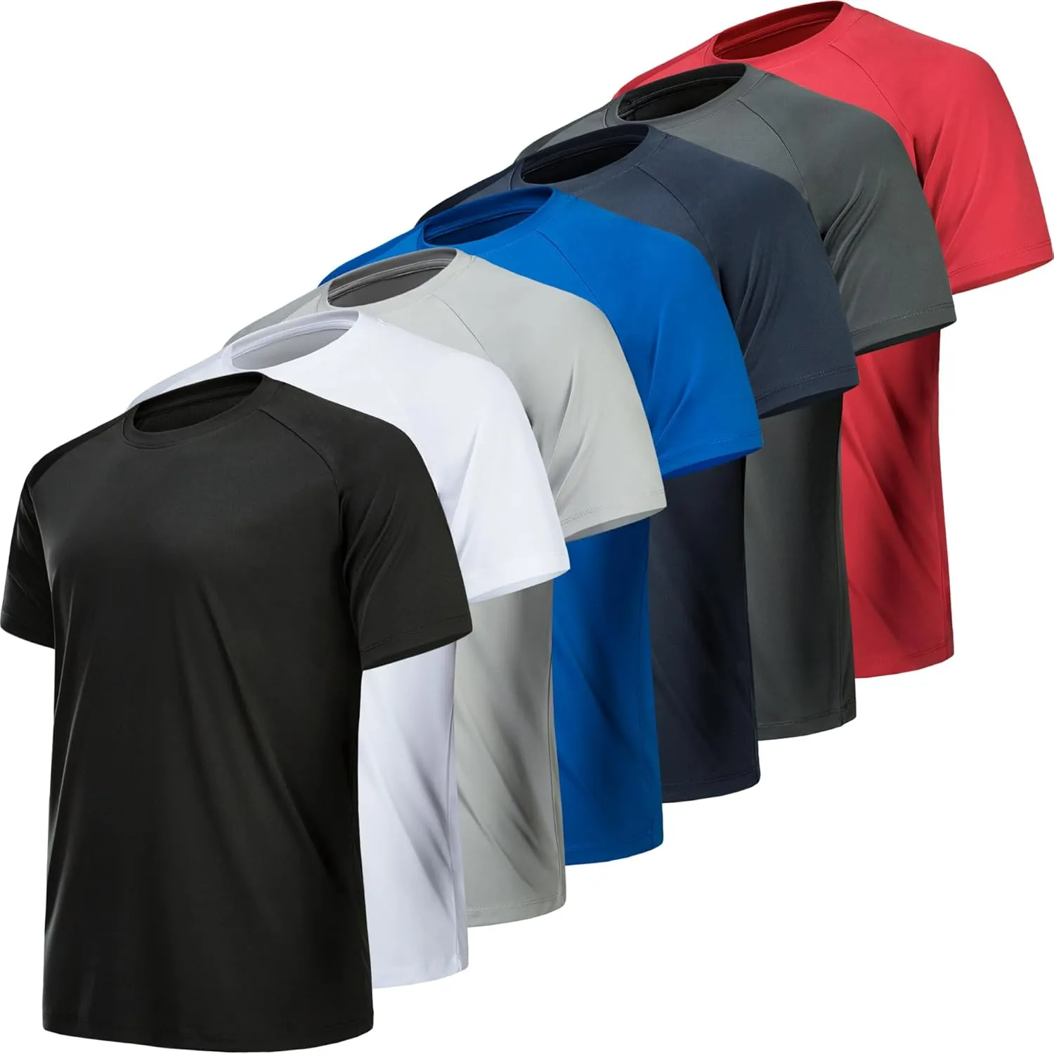 5/7 Pack Workout Shirts for Men Quick Dry Moisture Wicking Mens Gym Shirts Athletic T-Shirts
