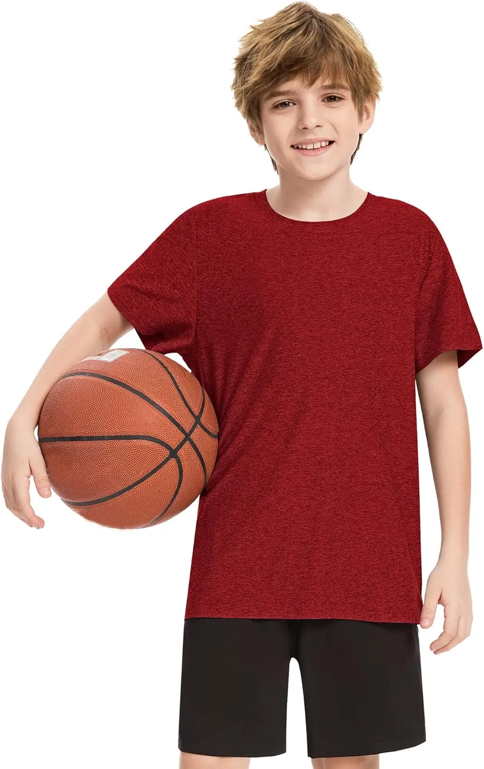 6 Pack Boys Athletic Shirts Youth Kids Quick Dry Moisture Wicking UPF 50  Short Sleeve Active Performance T-Shirts