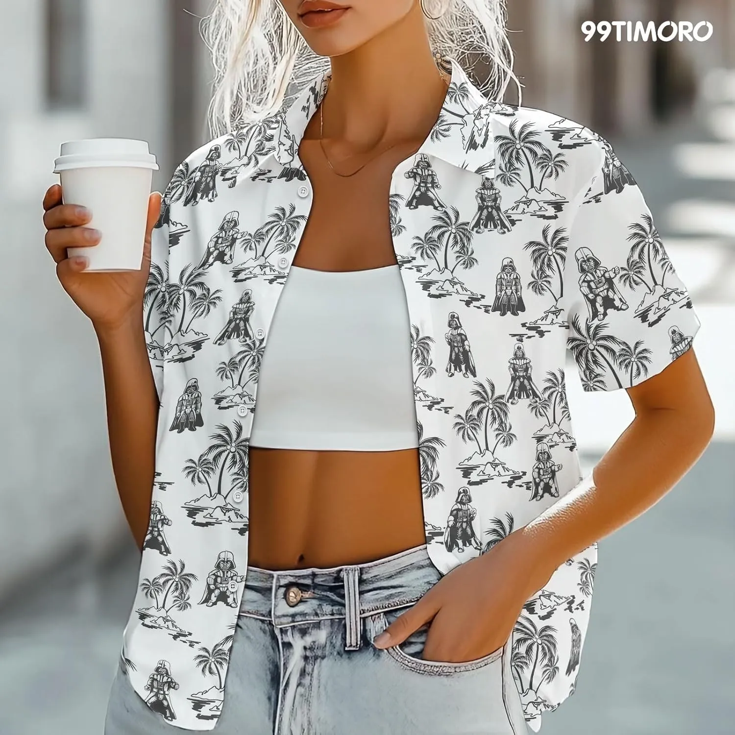 99TIMORO Warship Hawaiian Shirt, Wars Movie Button Short Sleeve Top, Character Theme