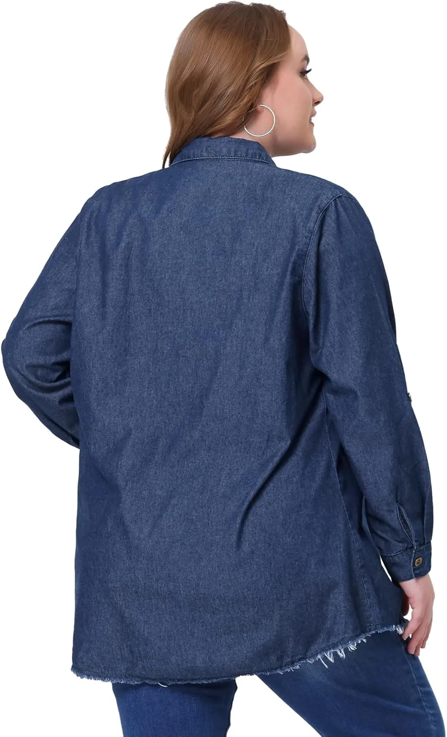 Agnes Orinda Plus Size Shirts for Women Chambray Top Button Down Denim Shirts Tops 2025