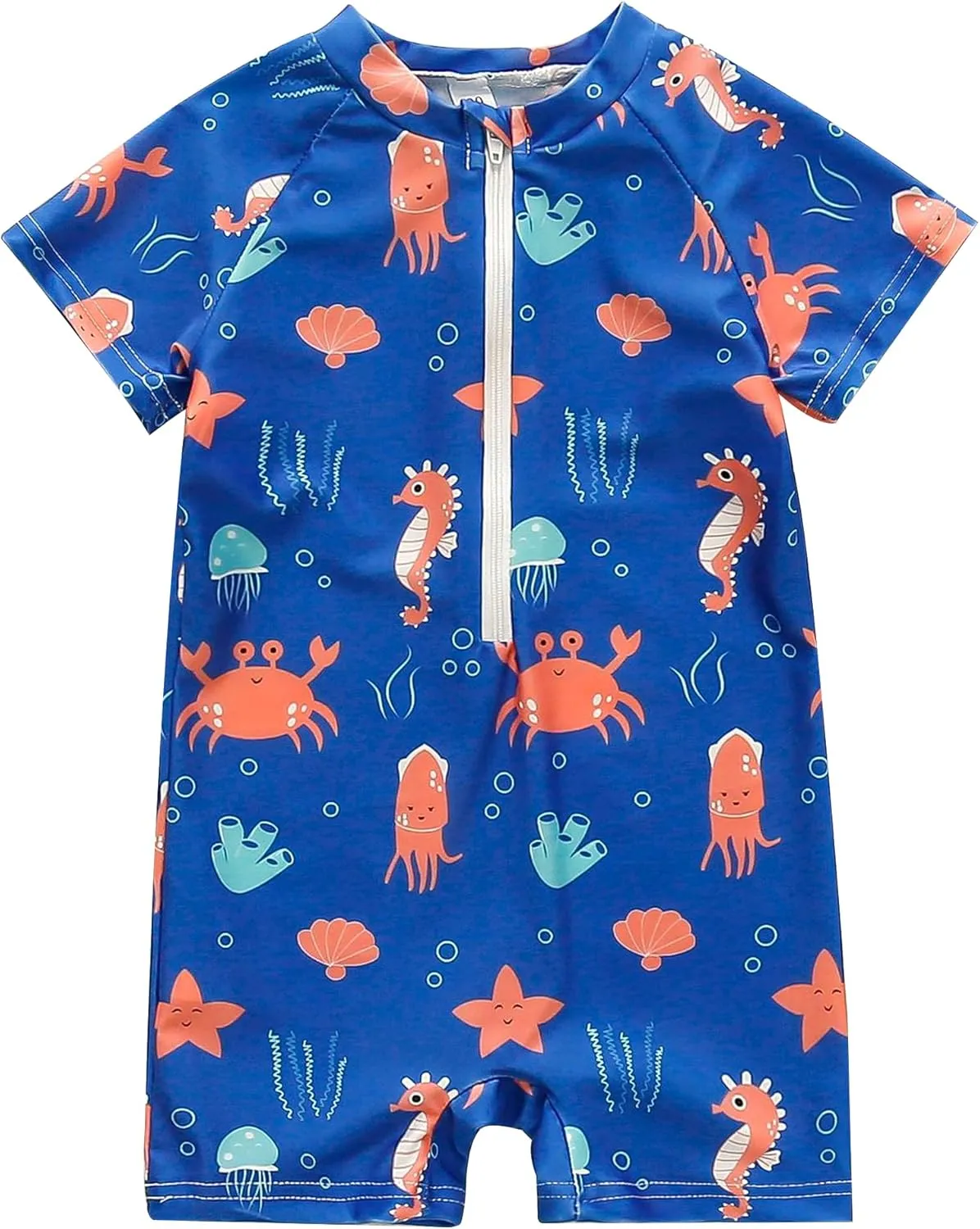 AIWUHE Boys One Piece Swimsuit Toddler Swimwear Rash Guard Suits Short Sleeve Zipper Bathing Suit UPF 50  Beach Sunsuit 6M-3Y