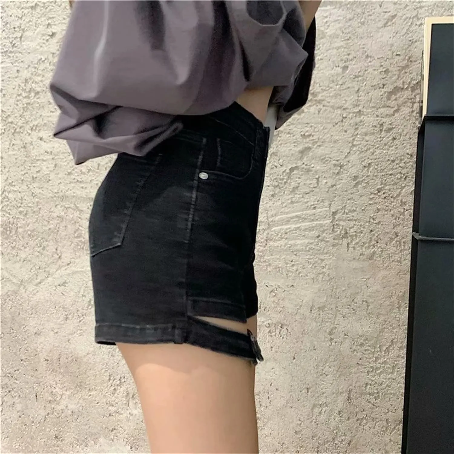 Andongnywell Womens Casual Skirt Shorts Buttoned Strap Hem Denim Skorts High Rise Summer Jean Shorts Skirt with Pockets