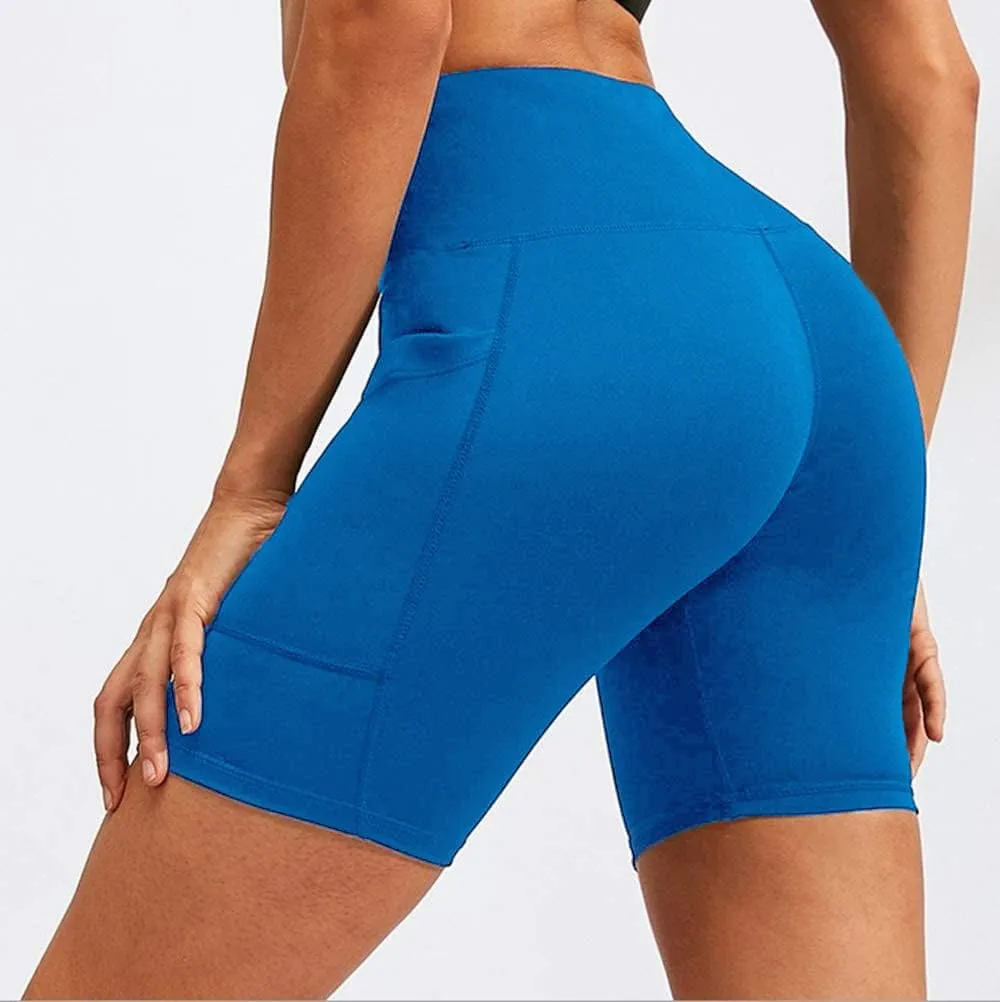 Aoliks Biker Shorts Women with Pockets - 8" High Waisted Tummy Control Running Workout Spandex Gym Volleyball Yoga Shorts