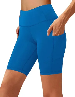 Aoliks Biker Shorts Women with Pockets - 8" High Waisted Tummy Control Running Workout Spandex Gym Volleyball Yoga Shorts