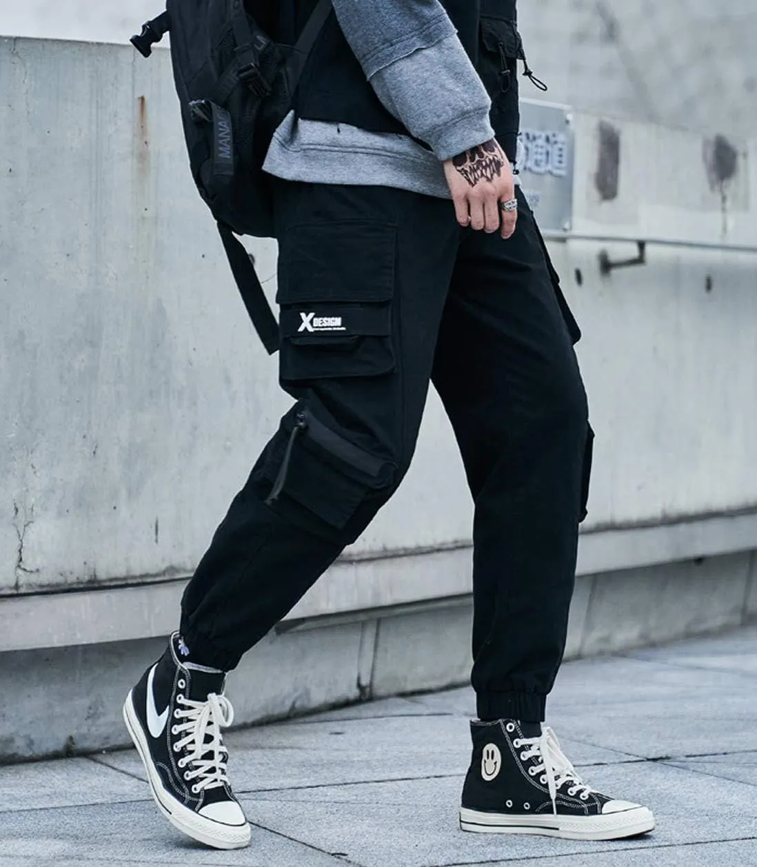 Astellarie Mens Jogger Pants Techwear Hip Hop Punk Harem Cargo Jogger Pant Streetwear Tactical Track Pants with Pocket