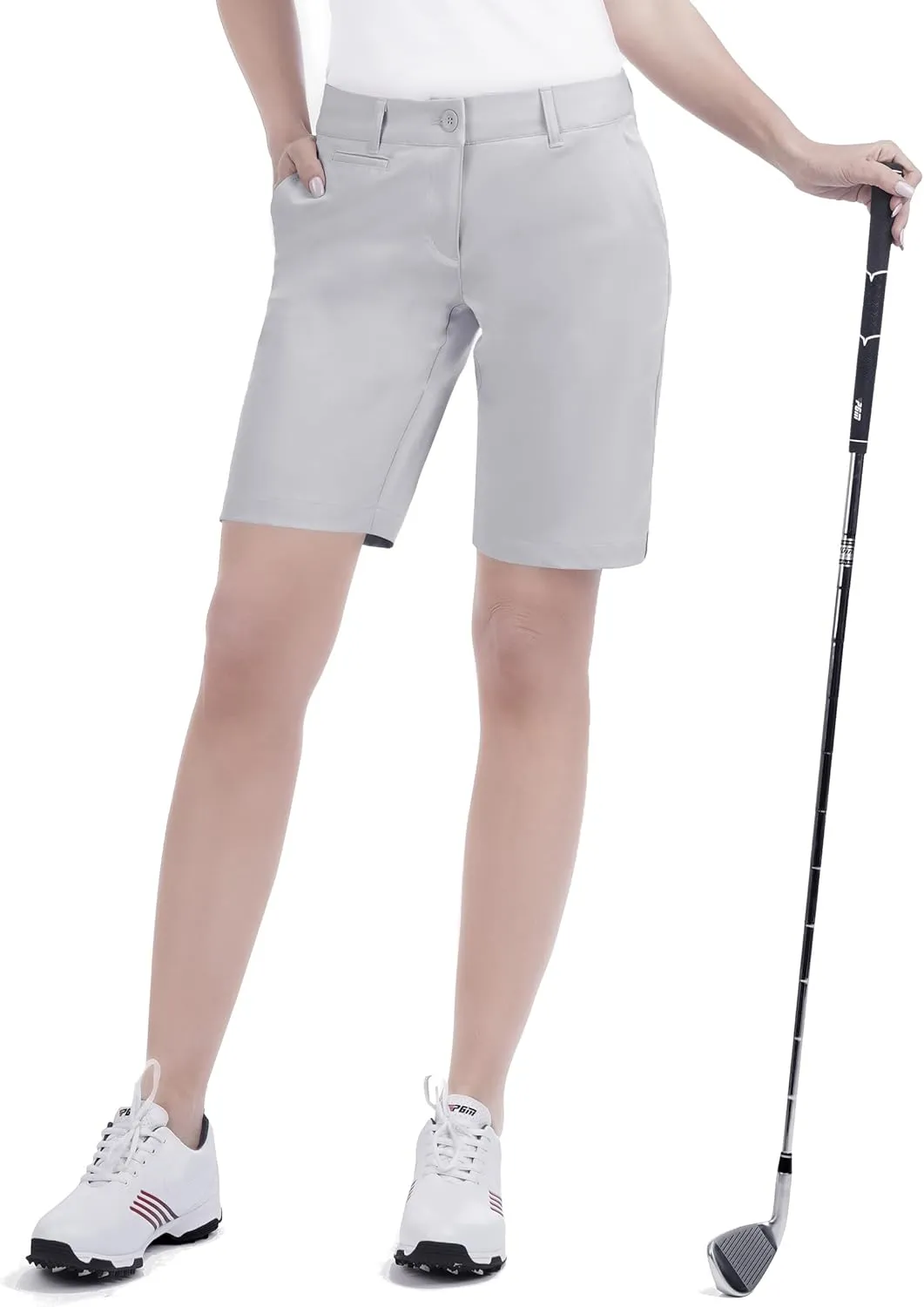 Bakery Womens Golf Shorts with Pockets 9" Quick Dry Stretch Bermuda Shorts for Ladies Summer Hiking Casual Work