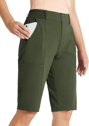 baleaf Women's Bermuda Long Shorts 13" Golf Shorts Knee Length Hiking Quick Dry High Waist Stretch Water Resistant