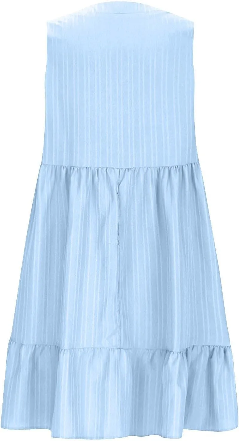 Beach Dresses for Women 2025 Summer V Neck Sleeveless Sundress Flowy Vacation Hawaiian Dresses Cute Cover Ups