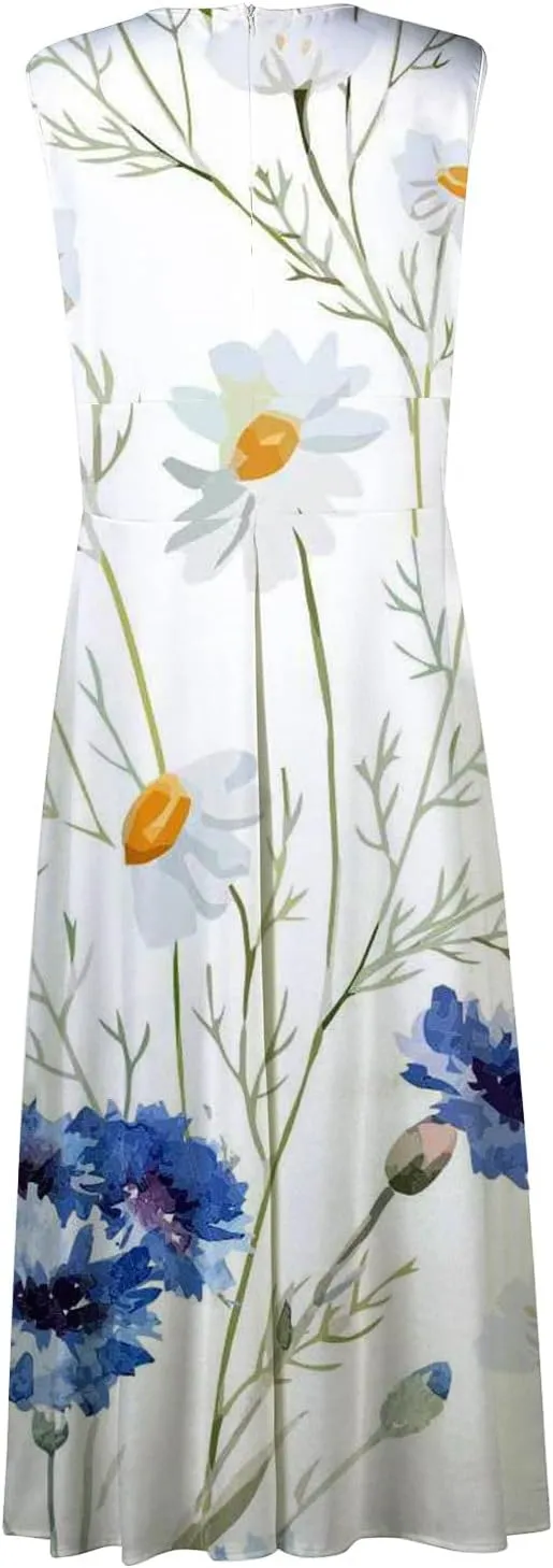 Beach Dresses for Women Summer Trendy Elegant V Neck Wrap Floral Boho Dress Flowy Ruched Maxi Dress
