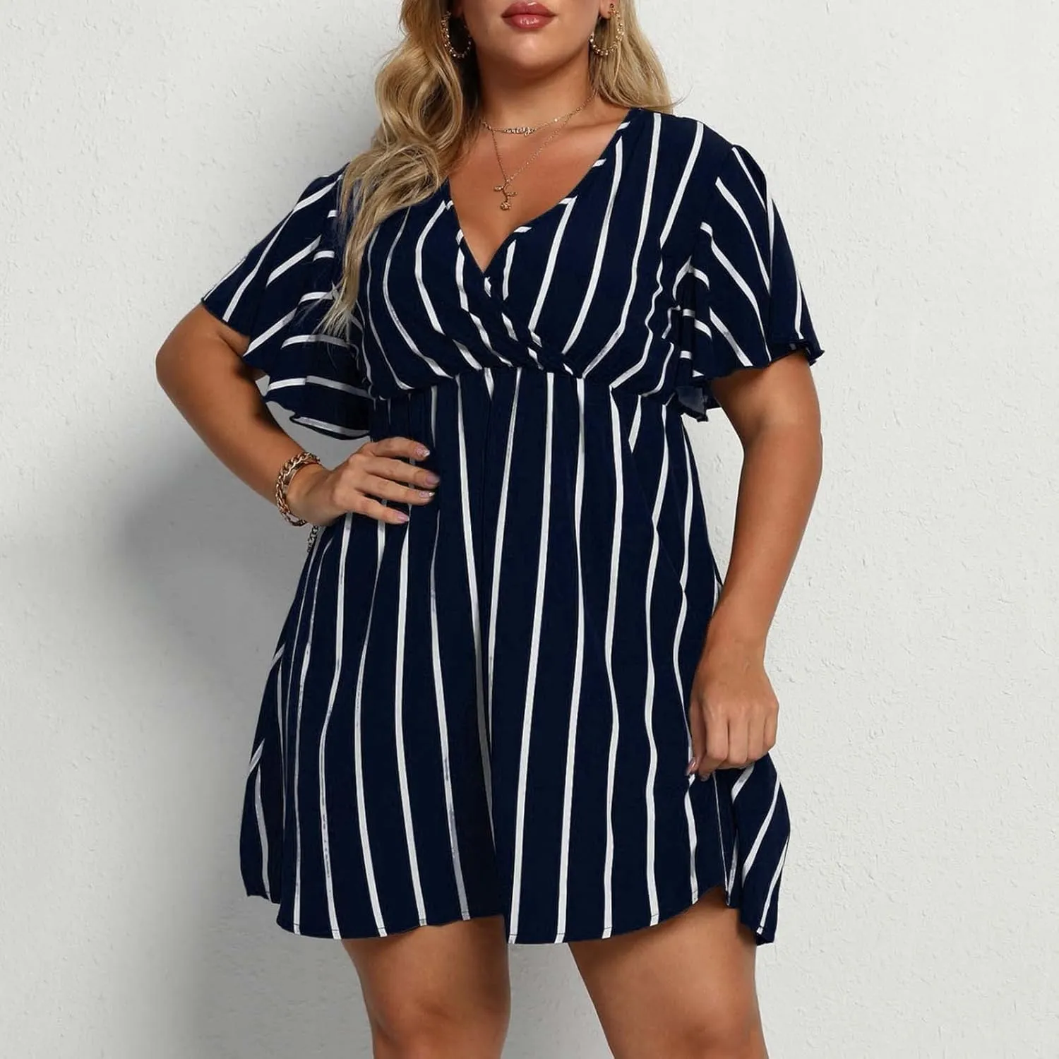 Beach Dresses for Womens Vacation Short Batwing Sleeve V Neck Summer Trendy Dress Floral Ruffle Boho Mini Sundress