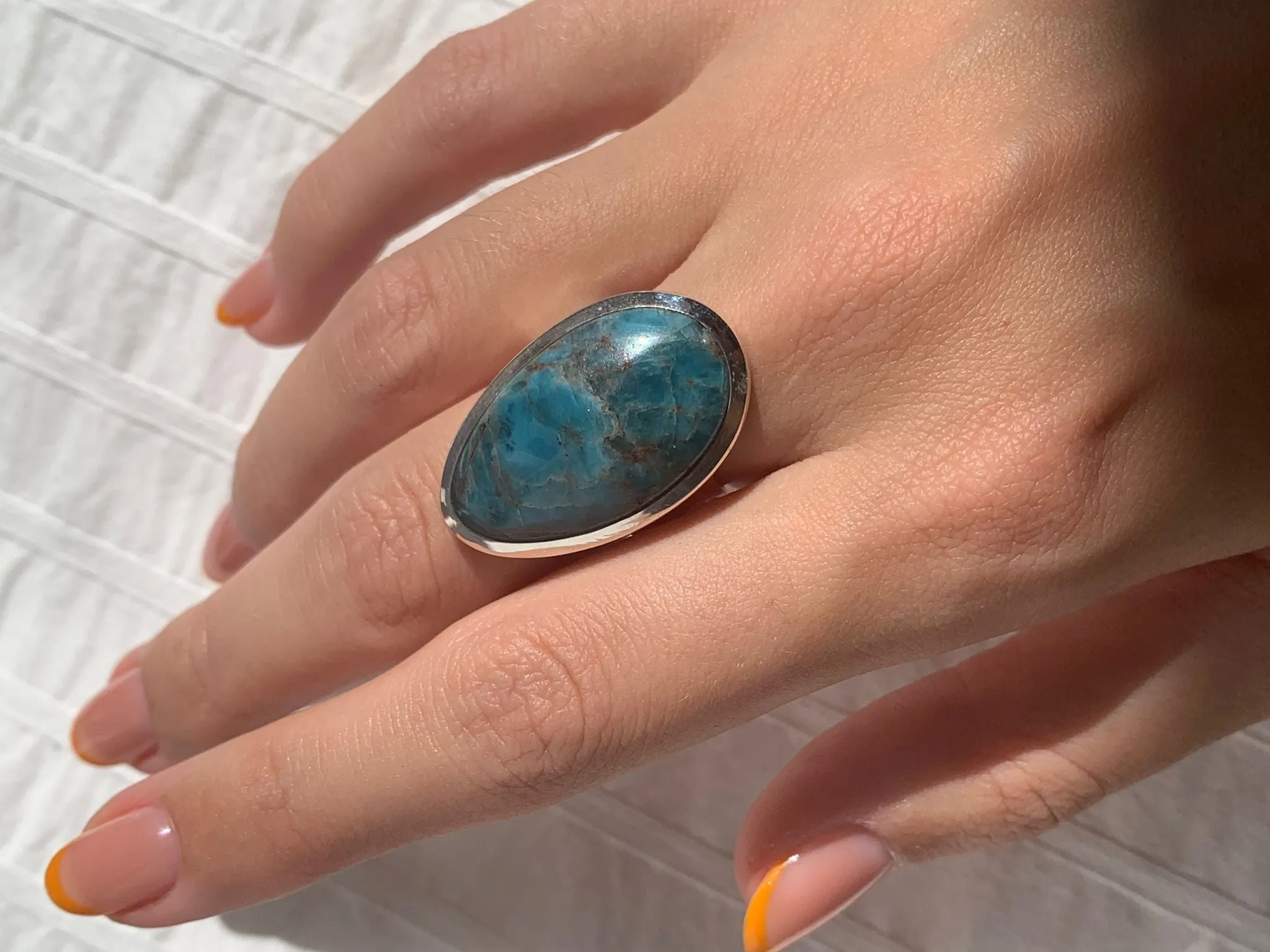 Blue Apatite Naevia Ring - Pear (US 7.5)