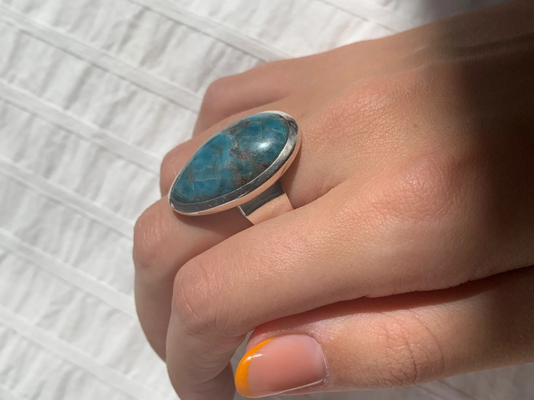 Blue Apatite Naevia Ring - Pear (US 7.5)