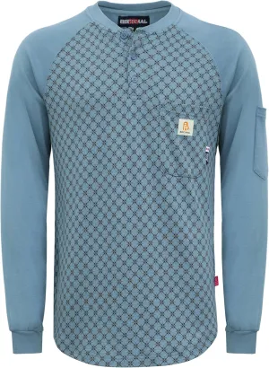 BOCOMAL FR Shirts Flame Resistant Henley Printed and Camo Two Tone 7oz Men's Fire Retardant Work Shirts
