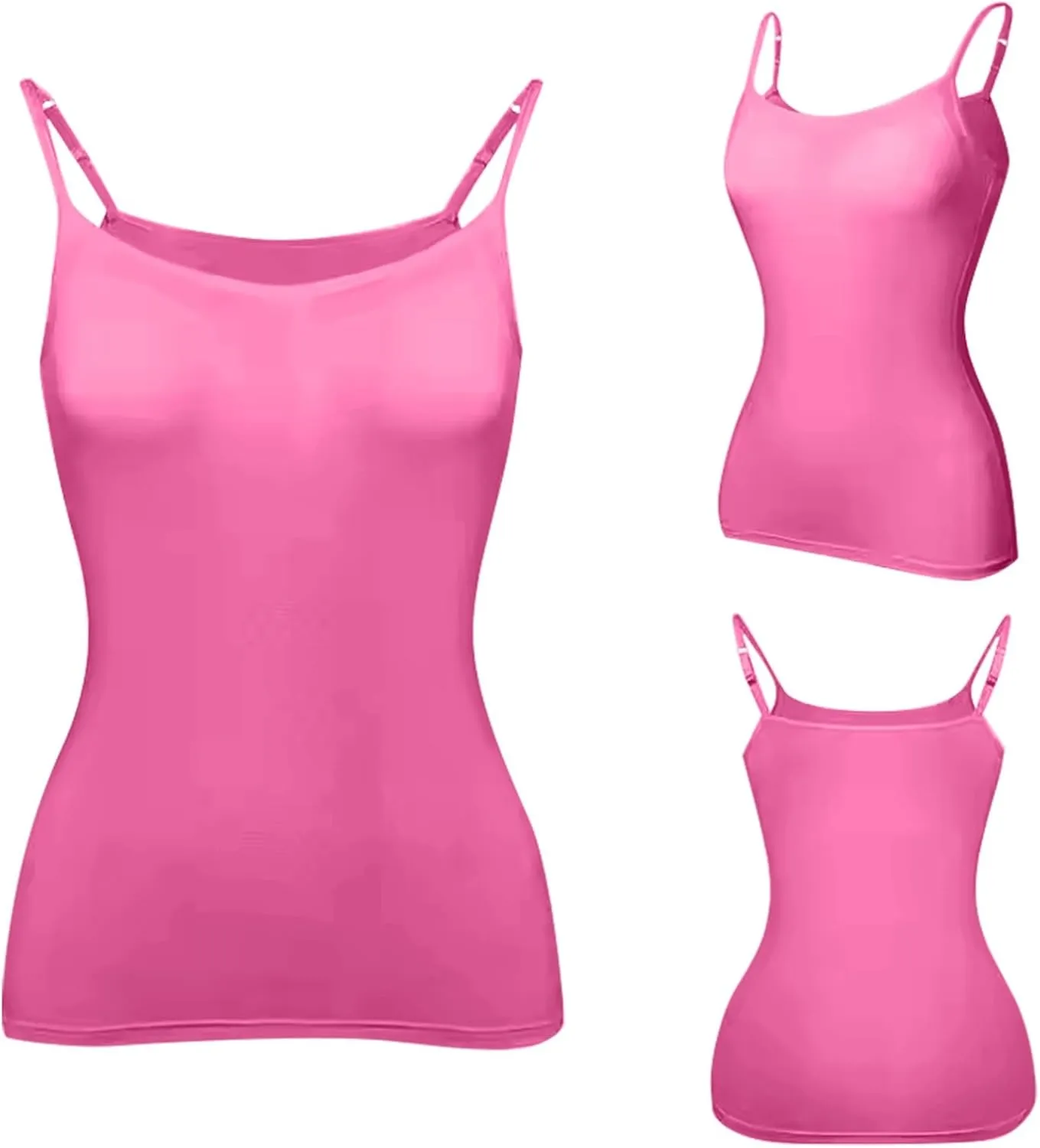 Built in Bra Tank Tops for Women 2024 Summer Casual Adjustable Spaghetti Strap Camisole Plus Size Cotton Padded Tops