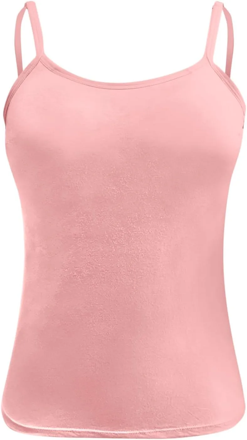 Built in Bra Tank Tops for Women Casual Adjustable Spaghetti Strap Camisole Cotton Plus Size Workout Tops 2024