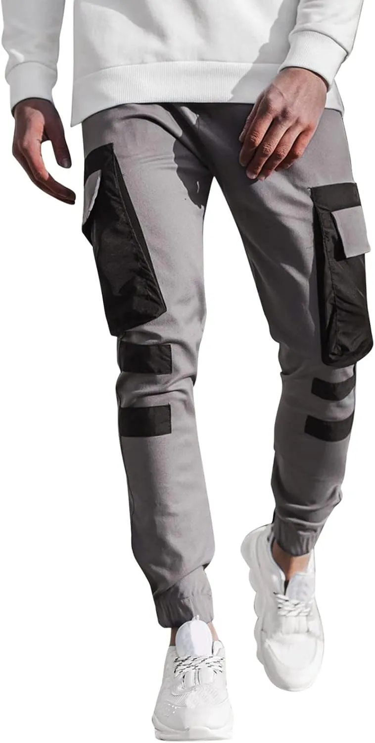 Cargo Pants for Men,Hiking Outdoor Joggers Pants Cotton Drawstring Cargo Pants Twill Track Jogging Sweatpants