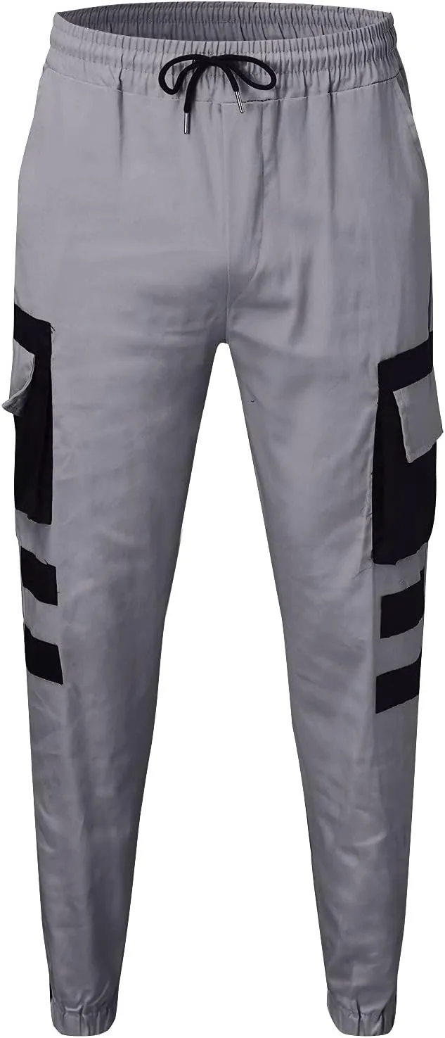 Cargo Pants for Men,Hiking Outdoor Joggers Pants Cotton Drawstring Cargo Pants Twill Track Jogging Sweatpants