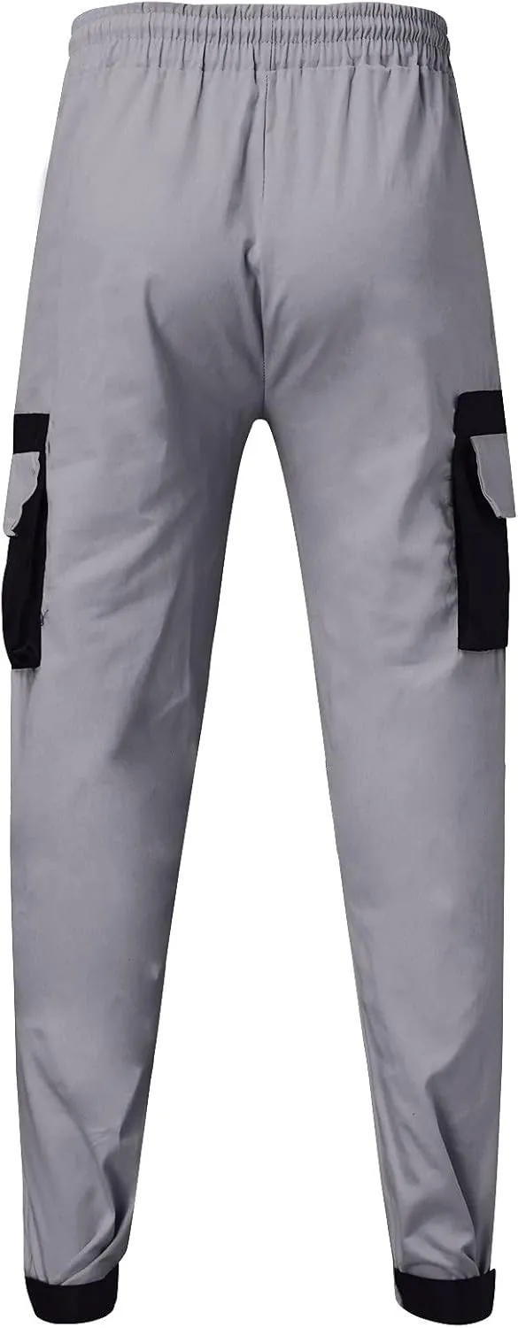Cargo Pants for Men,Hiking Outdoor Joggers Pants Cotton Drawstring Cargo Pants Twill Track Jogging Sweatpants