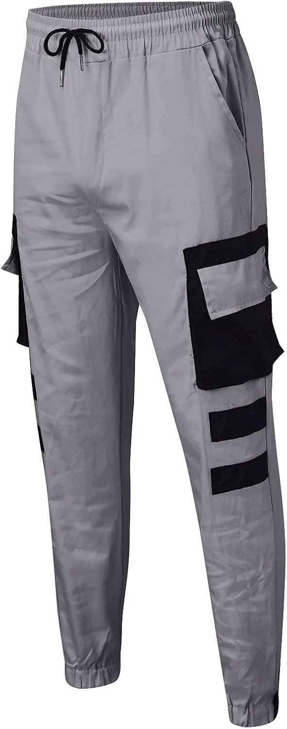 Cargo Pants for Men,Hiking Outdoor Joggers Pants Cotton Drawstring Cargo Pants Twill Track Jogging Sweatpants
