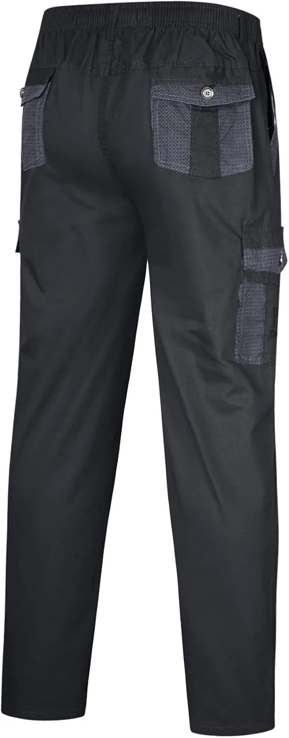 Cargo Sweatpants for Men Big and Tall Trousers Work Ripstop Cargo Pants Lightweight Cotton Jogger Work Pants 6 Pocket